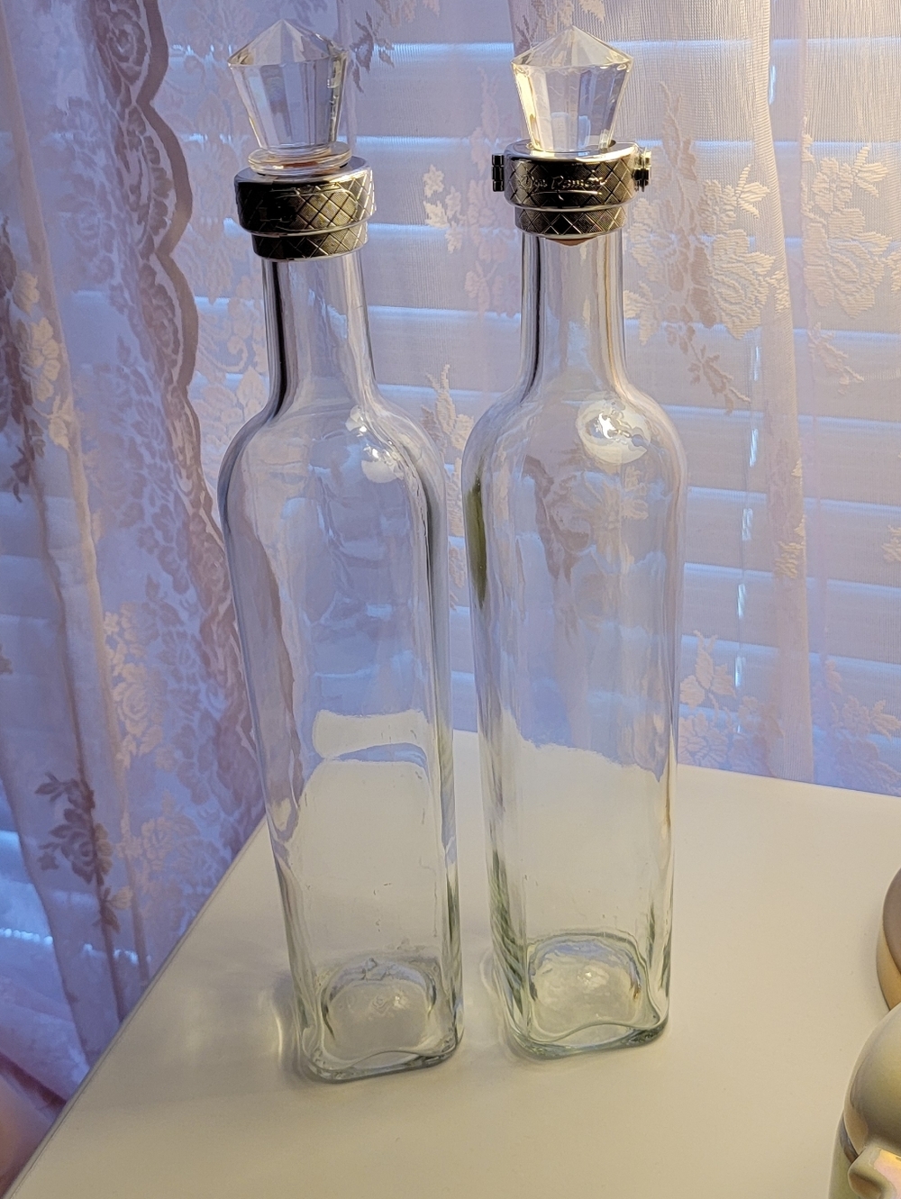 Crystal-Top Glass Bottles - Clear